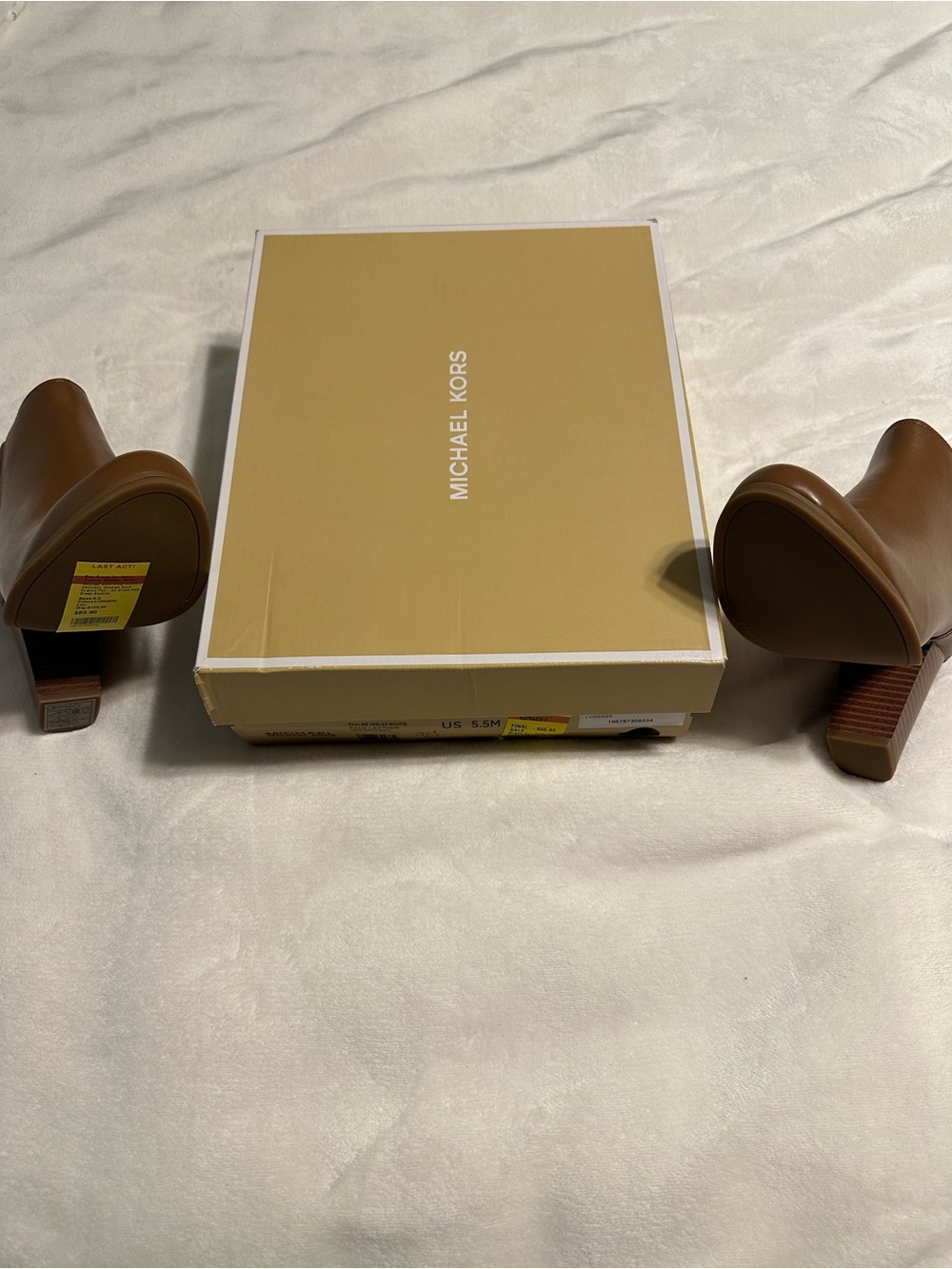 Michael Kors Tan Brown Chelsea Block Heel Ankle Boots - Picture 6 of 7